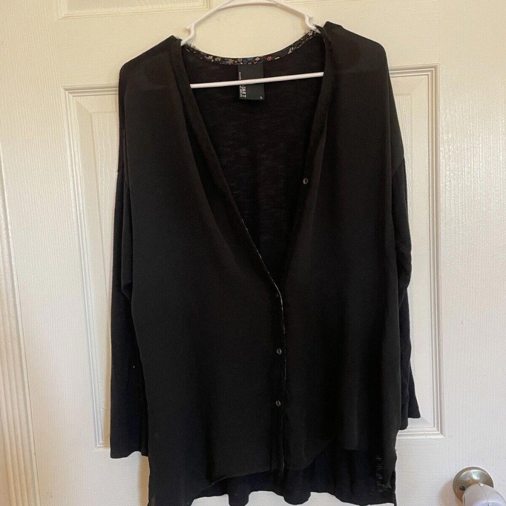 Womens Dolan Tshirt Black Blouse Button Up Size Large‎ L